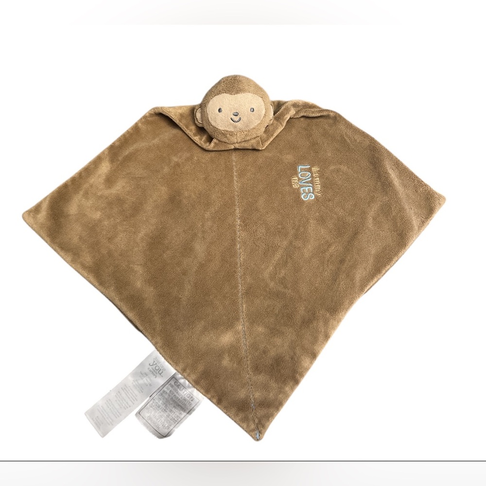 Carters Just One You Monkey Lovey Security Blanket Rattle Brown Mommy Loves Me